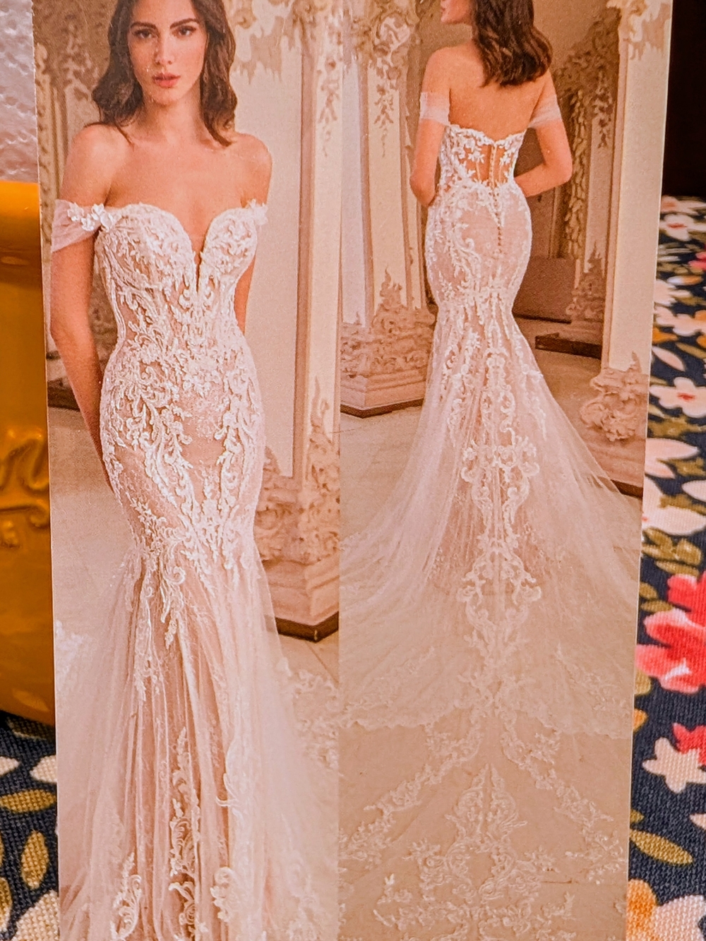 Off-Shoulder Ivory Lace Mermaid Wedding Gown